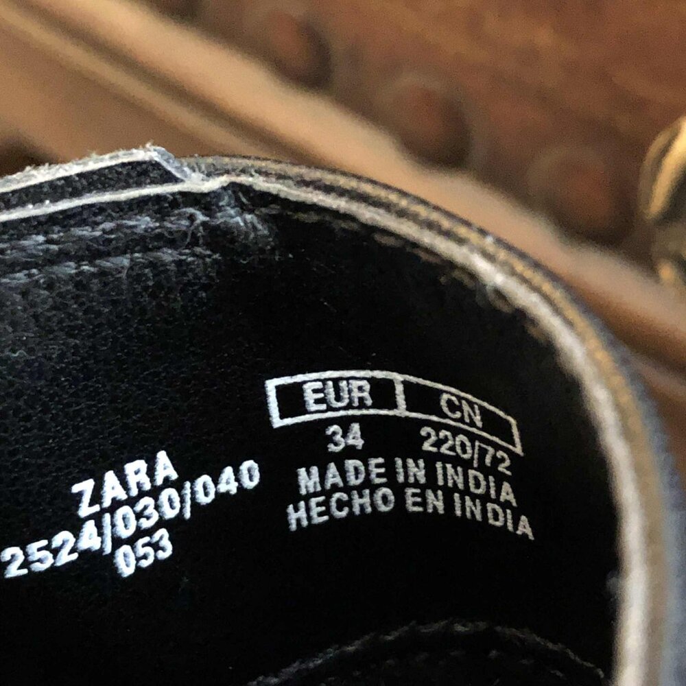 New ZARA Black Leather Studded Wooden Heel Mule Slip-on Clogs 3.5 - Picture 7 of 8